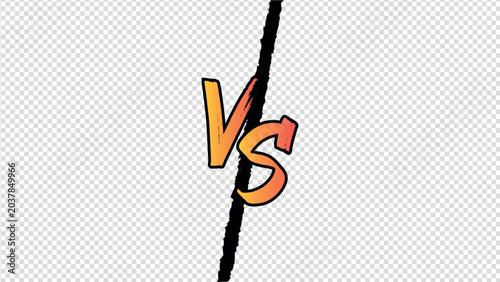 Bild auf Leinwand Comic Style VS Versus Logo with Grunge Brush Stroke on Transparent Background