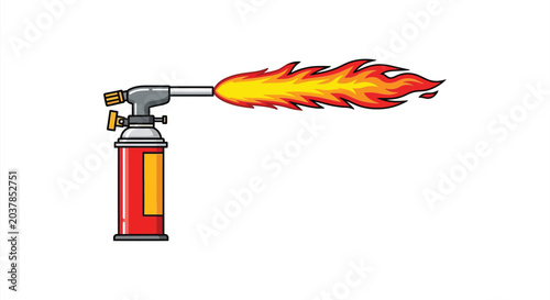 Bild auf Leinwand Blowtorch with flame vector illustration on a white background