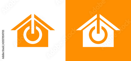 Smart home power button icon concept with automation technology minimalist electricity connectivity residential interface innovation abstract illustration application software infrastructu