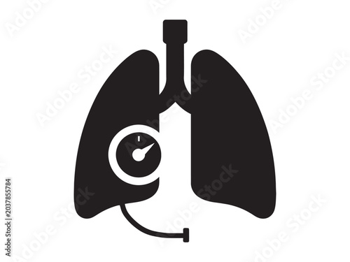 Foto Medical lung health symbol with gauge and trachea on white background
