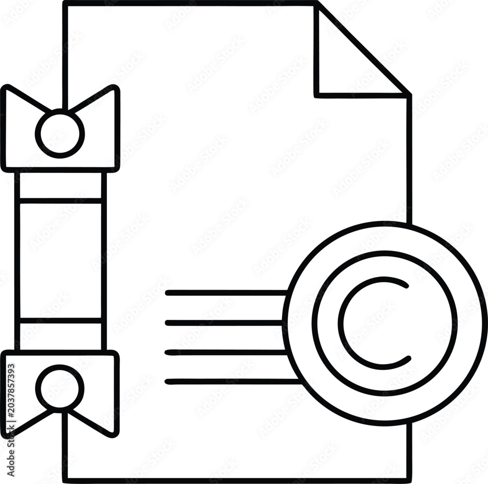 Fototapeta premium copyright line art vector illustration on transparent background