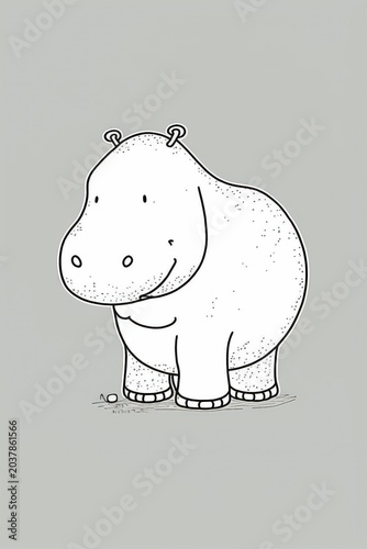 A fun and friendly hippo illustration with bold outlines, perfect for easy and enjoyable colouring.