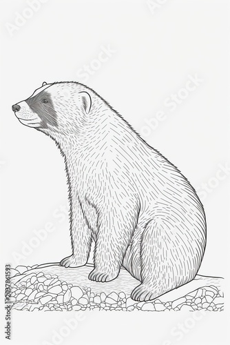 A bold honey badger illustration with clean lines, ideal for wildlife-themed colouring fun.