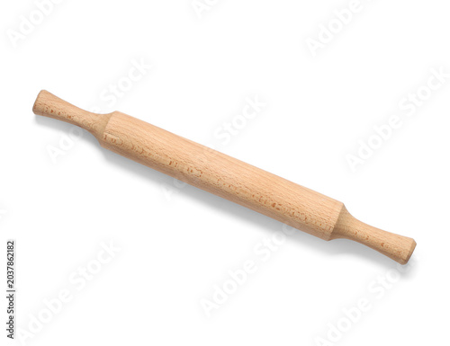 Wooden rolling pin isolated...