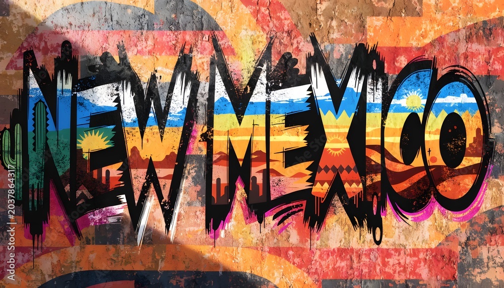 Obraz premium New Mexico Graffiti Art Typography Banner