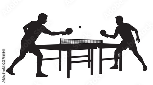 Foto Table Tennis Players And Equipment Silhouette ping