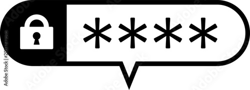 Security Authentication Vector Icon with Lock and Password in Speech Bubble