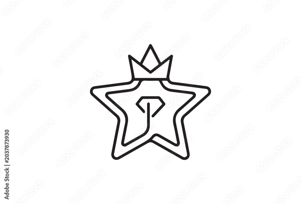 Obraz premium Star, crown, royalty, icon, symbol, vector graphic