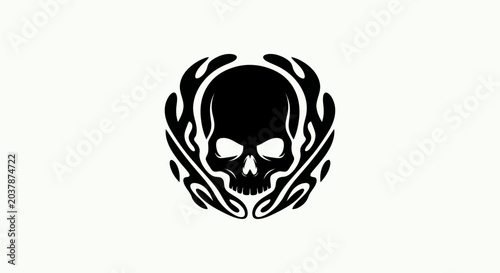 Quadro su tela Black skull graphic on white background