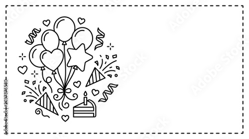 Hand drawn doodle birthday celebration card illustration.