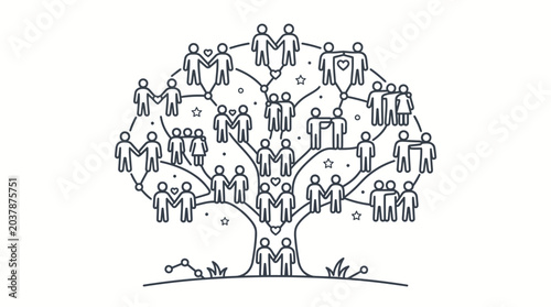 Принти на полотні Hand drawn illustration of a human tree connection concept.