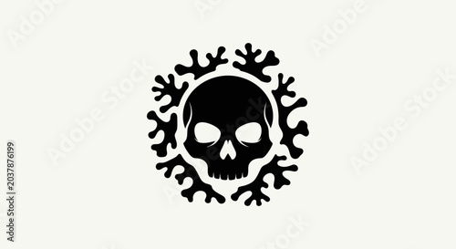 Tableau sur toile Black skull symbol surrounded by decorative elements