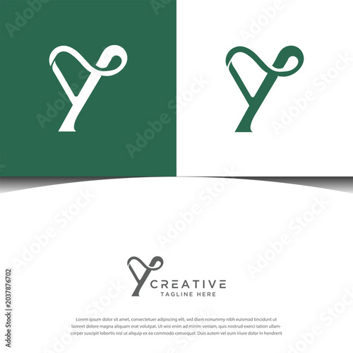 Elegant Letter Y Infinity Logo Design Concept with Green Organic Curvy Shape for Wellness and Eco Brand