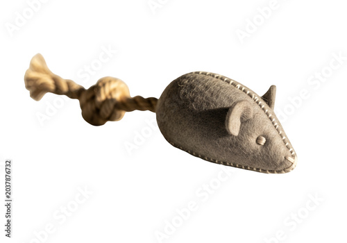 Toy mouse, rope toy, pet toy, stuffed mouse, fabric mouse isolated on Transparent Background