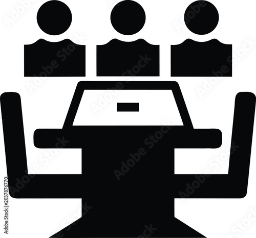 board meeting line art vector illustration on transparent background