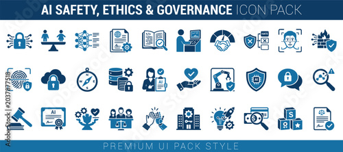 Photography AI Safety Ethics and Governance Icon Pack, Artificial Intelligence Regulation Ve