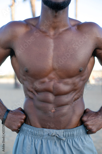 Slika na platnu Muscular torso fitness outdoor exercise