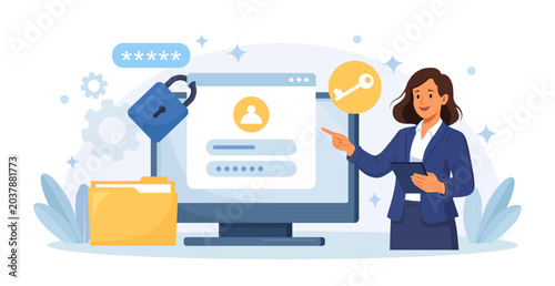Strong Password. Internet Safety and Personal Data Protection. Cyber Security. Authorization and Authentication in Internet. People Register New Account. Users Use Secure Login Password