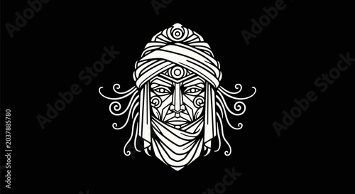 Bild auf Leinwand Abstract portrait artwork on black background