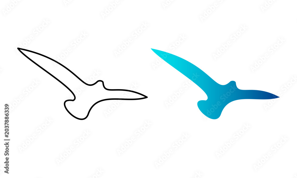 Fototapeta premium Flat Outline and Colored Flying Bird Icon