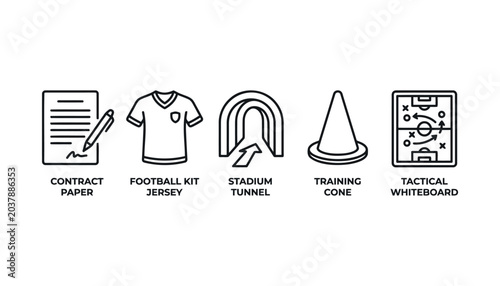 Minimalist Line Art Fitness Apparel Icons for Sports and Active Lifestyle Vector Set