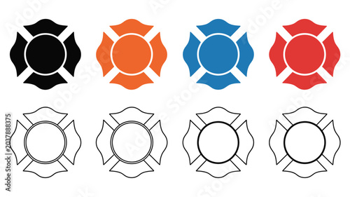 Photos Firefighter Maltese Cross Symbols, often used in fire department badges and embl