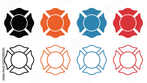 Canvastavla Firefighter Maltese Cross Symbols, often used in fire department badges and embl