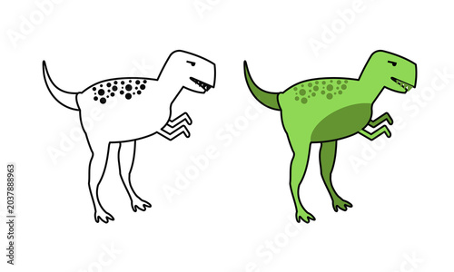 Foto Flat Outline and Colored Gorgosaurus Dinosaur Icon