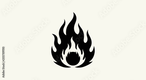 Black fire symbol on white background