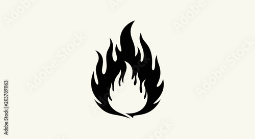 Black flame illustration on beige background