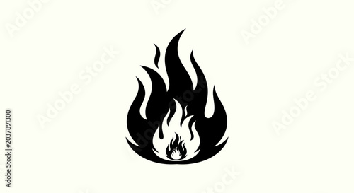 Black flame illustration on white background