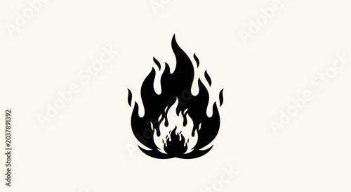 Black flame illustration on white background