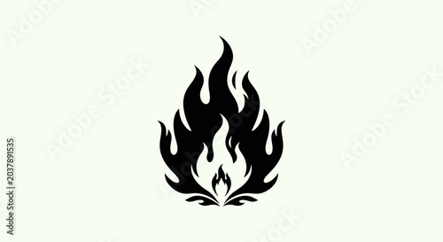 Black flame illustration on white background