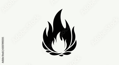 Black flame symbol on white background