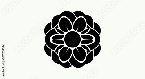 Black floral design on white background