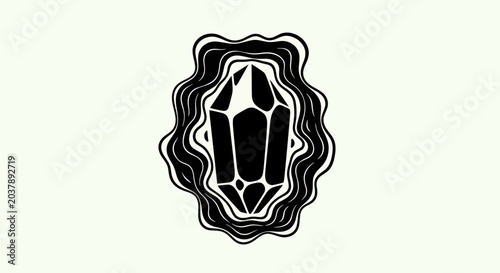 Black gemstone graphic on light background