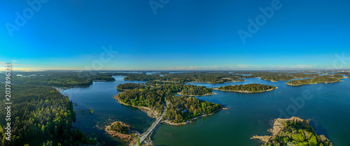 Принти на полотні Panoramic drone view of the Finnish archipelago coastline and islands in summer