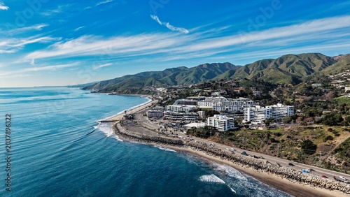 Принти на полотні Drone Panorama of Malibu Beach Road and Mountains