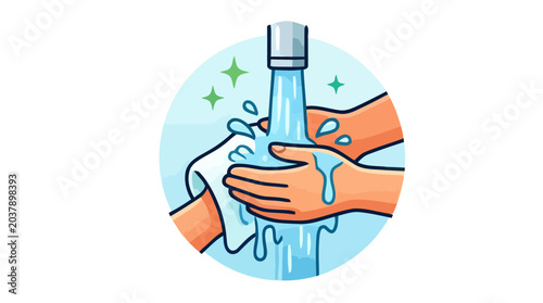 Fotografi Hands washing with soap bottle.