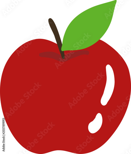 cute whole ripe red apple fruit vector cartoon illustration