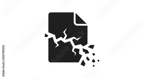 Cracked document sheet black silhouette broken paper