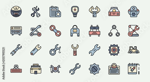 Set of colorful vector icons on light background