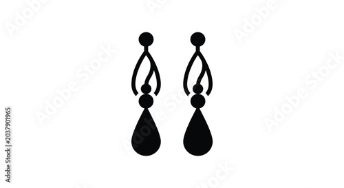 Fényképezés Pair Of Drop Earrings Black Silhouette dangle
