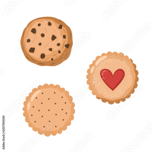 Cute cookie set on white background 