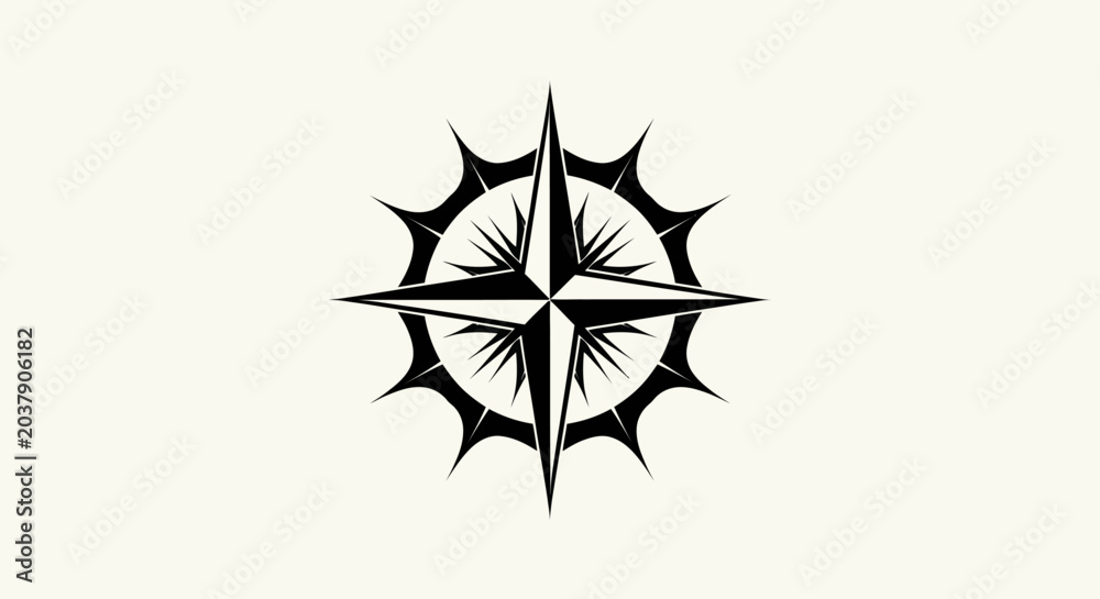 Obraz premium Compass rose emblem on cream background