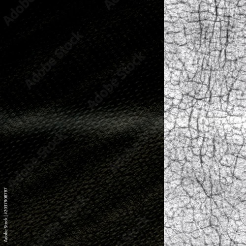 Waving Dark Leather Background with Light Sweep and White Cracked Texture Sidebar, 4K Square Loop