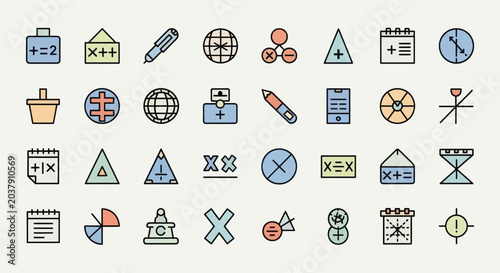 Foto Set of colorful mathematical symbols icons
