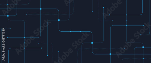 Foto Vector abstract digital technology with futuristic crossed lines and dots geomet