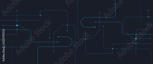 Canvastavla Vector abstract digital technology with futuristic crossed lines and dots geomet