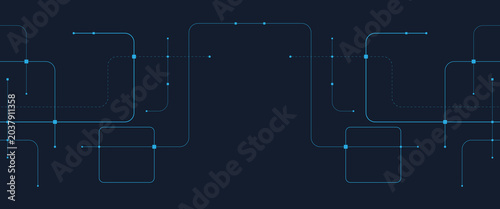 Cuadro en lienzo Vector abstract digital technology with futuristic crossed lines and dots geomet